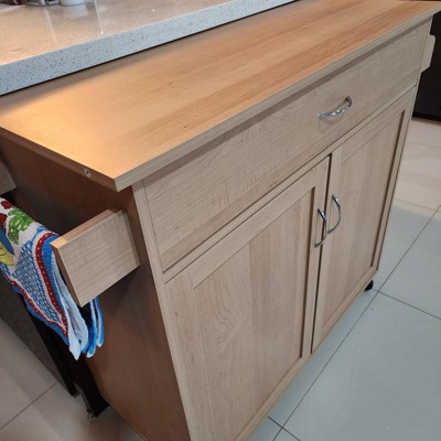 Kitchen Island With Towel Rack And Shelves For Storage – Rolling