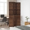 vidaXL Dark Brown Room Divider - 3 Panel Privacy Screen - Solid Paulownia and Bamboo Wood - Burnt Finish for Bedroom, Living Room, Office - Indoor Use - 3 of 4