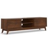 72" Solid Wood Mid-Century Modern Low TV Stand with Cord Management, Sliding Cabinet Doors and Adjustable Shelf for Living Room and Bedroom - 3 of 4