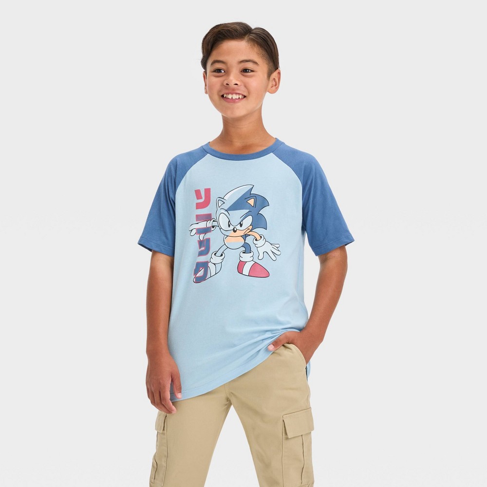 (Size: XS, S,M, L,XL)(case of 13)Boys' Sonic the Hedgehog Short Sleeve Graphic T-Shirt - Blue XS