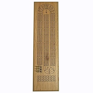 WE Games Classic Cribbage Set - Solid Wood Continuous 3 Track Board with Metal Pegs - 1 of 4