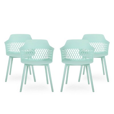 Azalea 4pk Resin Modern Dining Chair - Mint - Christopher Knight Home