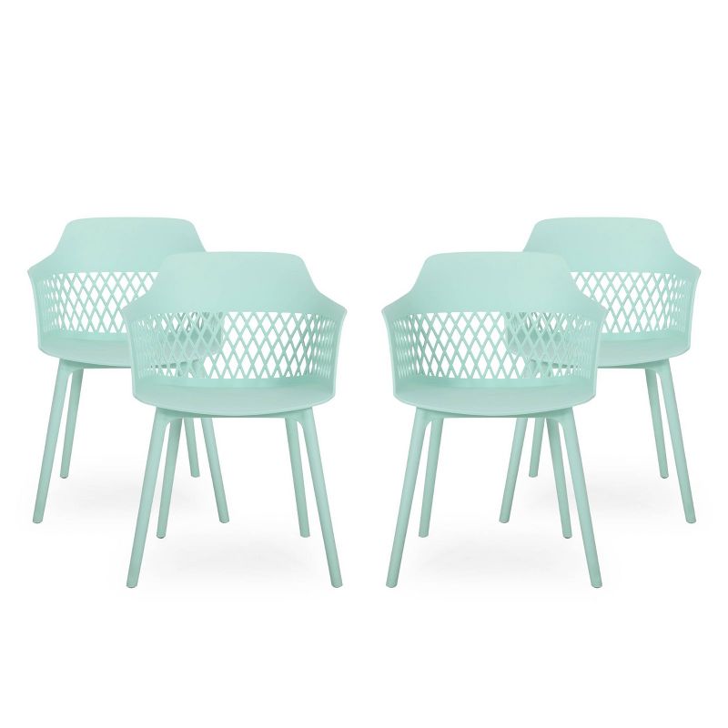 Azalea 4pk Resin Modern Dining Chair - Mint - Christopher Knight Home, 1 of 8