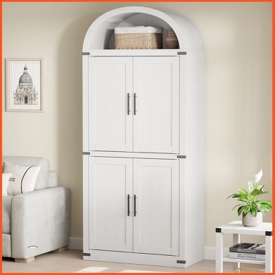 Arched Cabinet 71.6" Tall Kitchen Pantry, Farmhouse Storage Cabinet, Large Storage Pantry with Doors