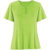 Collections Etc Super Soft V-Neck Henley Short Sleeve Pajama Top - 2 of 4