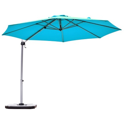 Tangkula 11' Outdoor Cantilever Umbrella Patio Offset w/Base Beige/ Red/ Blue/ Brick Red/ Tan