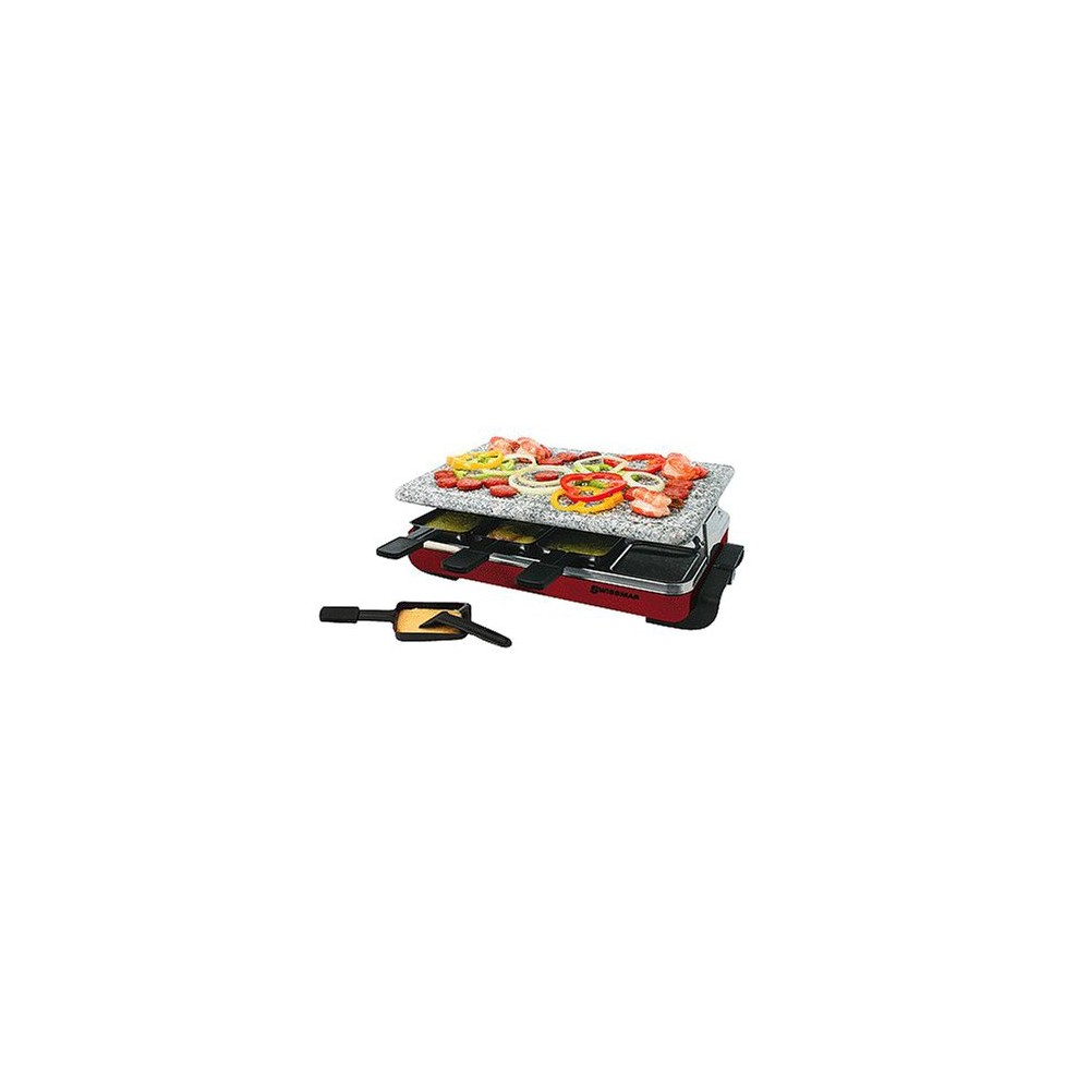 Classic Raclette 8&amp;#45;Person Party Grill with Granite Top &amp;#45; Red