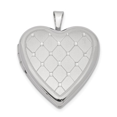 Black Bow Jewelry Sterling Silver 20mm Quilt Design Heart Locket