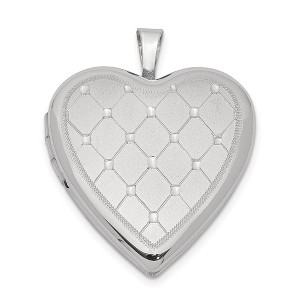 Black Bow Jewelry Sterling Silver 20mm Quilt Design Heart Locket - 1 of 4