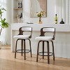 SEYNAR PU Leather 360 Degree Swivel Open Back Bar Stools Wood Legs Set of 2 - 2 of 4