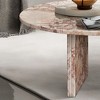 NicBex Natural Marble Small Coffee Table, Genuine Marble Round End Table, Stone Side Table for Living Room,17.7" Nightstand with Semi-Polished Surface - 2 of 4