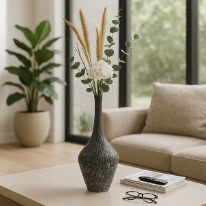 Elegant Patterned Glass Bottle Vase - Decorative Home Decor Accent for Bedroom, or Office Styling - Contemporary Table Centerpiece - Gray - 1 of 4