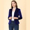 INSPIRE CHIC Women's Christmas Office Solid Shawl Collar Jetted Pockets One Button Velvet Blazer - image 2 of 4