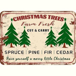 Lomsoe Christmas Metal Signs Christmas Trees Farm Fresh Cut and Carry Sign Vintage Tin Sign Christmas Aluminum Sign Art Decor 8¡Á12 Inches - 1 of 1
