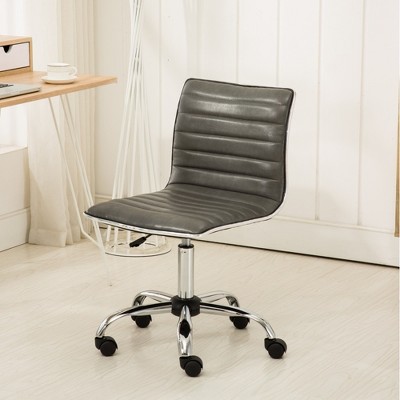 ALEXOUN Height Adjustable Swivel Low Back Home Office Chair,PU Leather Armless Task and Office Chair with Wheels for Office,Bed Room,Small Space