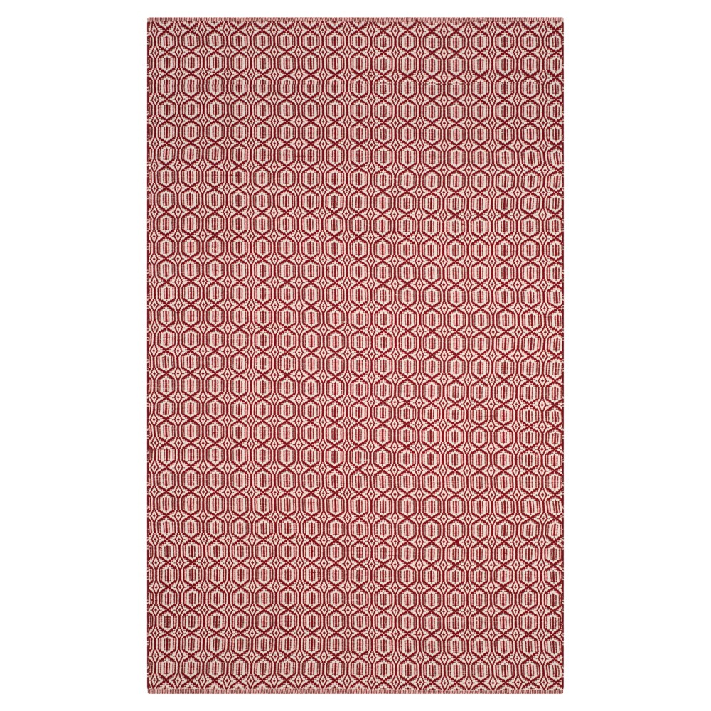 6'x9' Ivory/Red Geometric Flatweave Woven Area Rug - Safavieh