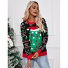 Clearlove Ugly Christmas Sweater Funny for Women 2025 Crew Neck Long Sleeve Reindeer Snowflakes Knitted Pullover Sweaters - 3 of 4
