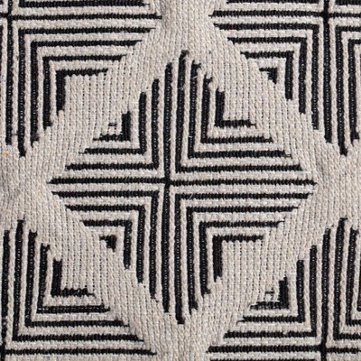 Carondelet Handcrafted Pouf in Black/Ivory - 21" Square
