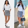 EXLURA Womens Button Bodycon Mini Skirt Sexy Night Club High Waist Elastic Y2K Fall Winter Plaid Skirts - 3 of 4