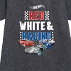 - Hot Wheels - Red, White, and Racing Graphic Short Sleeve Fleece Dress - 2 of 3