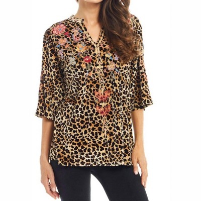 Women's Velvet Floral Embroidered Blouse - Adore