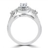 Pompeii3 1ct Diamond Engagement Ring Three Stone Pave Halo Ring 14K White Gold - 3 of 4