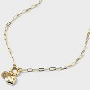 14K Gold Dipped Cubic Zirconia Puffy Heart Charm Initial Necklace - A New Day™ Gold - 3 of 4