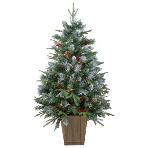 Northlight 4' Pre-lit Frosted Mixed Berry Pine Artificial Christmas Tree In  Pot - Clear Lights : Target