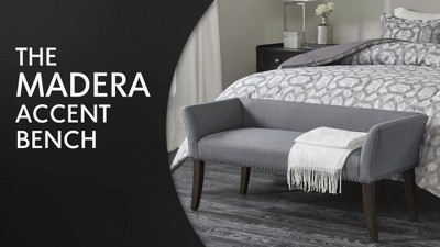 Madera Flared Arms Upholstered Storage Bench in Taupe