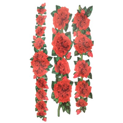 Slickblue Flowers Fence Wall Decals Stickers 13" x 23.5" - Vinyl Home Decor for Living Room & Bedroom