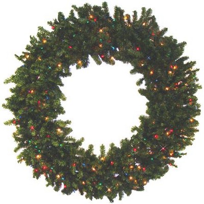 Darice Pre-Lit Canadian Pine Artificial Christmas Wreath - 84-Inch, Multi Color Lights