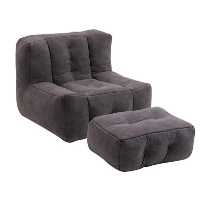 GustoWave Fluffy Bean Bag Chair, Comfortable Bean Bag, Super Soft Lazy Sofa Chair with Memory Foam and Ottoman, 38.6''*36.6''*30.1''