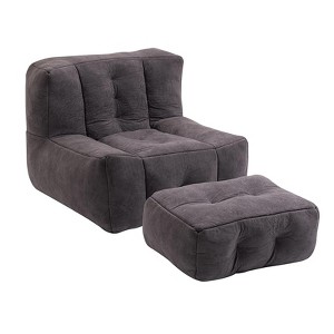 GustoWave Fluffy Bean Bag Chair, Comfortable Bean Bag, Super Soft Lazy Sofa Chair with Memory Foam and Ottoman, 38.6''*36.6''*30.1'' - 1 of 4