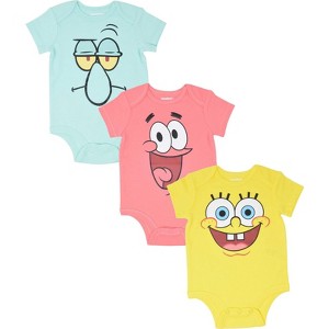 SpongeBob SquarePants SpongeBob SquarePants Patrick Squidward  3 Pack Short Sleeve Bodysuits  Newborn to Infant - 1 of 4