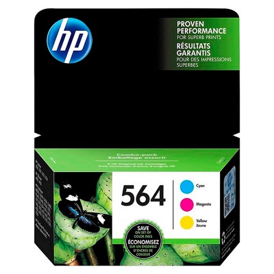 HP 564 C/M/Y 3pk Ink Cartridges - Cyan, Magenta, Yellow (N9H57FN#140)