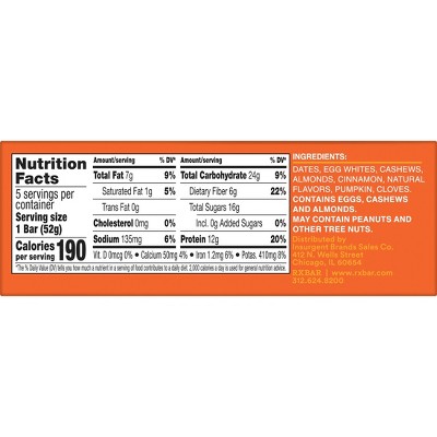RXBAR Pumpkin Spice Protein Bars - 12g Protein - 9.15oz/5ct