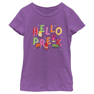 Girl's Crayola Hello Pre-K  T-Shirt - Purple Berry - Large - 1 of 4