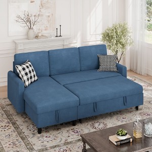 Celebalcony 77.2" Upholstered Sofa Bed, L Shaped Sectional Couch with Side Storage Package, Comfortable 3 Seat Sofa Couches for Apartment - 1 of 4