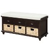 NicBex Shoe Rack Bench Shoe Storage Organizer Rustic Storage Bench with 3 Drawers and 3 Rattan Baskets for Entryway Bedroom - 3 of 4