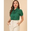 INSPIRE CHIC Women's Retro Dots Print Bow Tie Peter Pan Collar Chiffon Blouse - 2 of 4