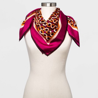 Women's Geo Print Silk Scarf - A New Day™ Brown