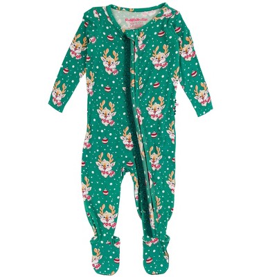 RuffleButts SoftSnooze Baby Girls Ruffle One Piece Footie Pajama