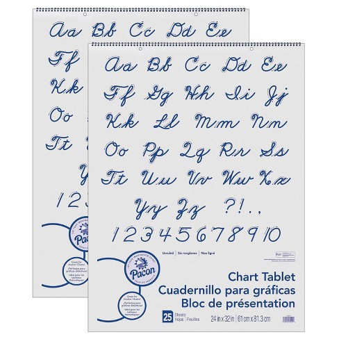Sold as 1 Each Chart Tablets w/Cursive Cover 25 Sheets White Ruled 24 x 32 