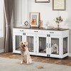 Coucheta 71" Wooden Double Compartment Dog Crate, Multi-Functional Indoor Kennel with Divider & Door, TV Stand & End Table for Large/Medium Dogs - 2 of 4