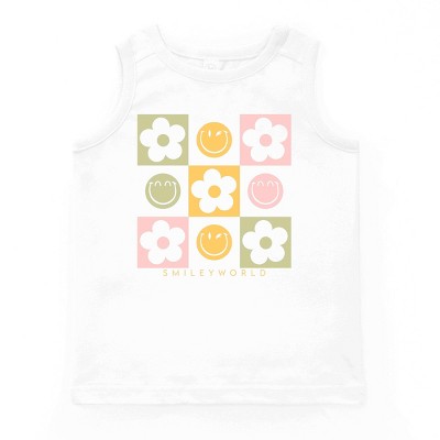 The Juniper Shop SmileyWorld Checkered Floral Smile Youth Tank Top