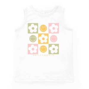 The Juniper Shop SmileyWorld Checkered Floral Smile Youth Tank Top - 1 of 4