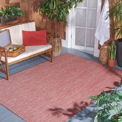 Red Square Synthetic Indoor/Outdoor Area Rug