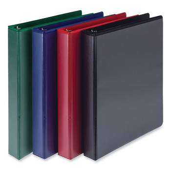 Samsill Durable D-Ring View Binders, 3 Rings, 1" Capacity, 11 x 8.5, Black/Blue/Green/Red, 4/Pack