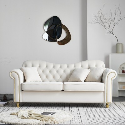 82" Velvet Chesterfield Sofa Big Cozy 2 Seater Couch Lounge Sofa For Living Room,Hotel,Guest Room,Waiting Room-Cuddlewood