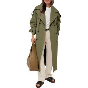 Imily Bela Classic Womens Trench Coat Oversized Double Breasted Style Light - 1 of 4